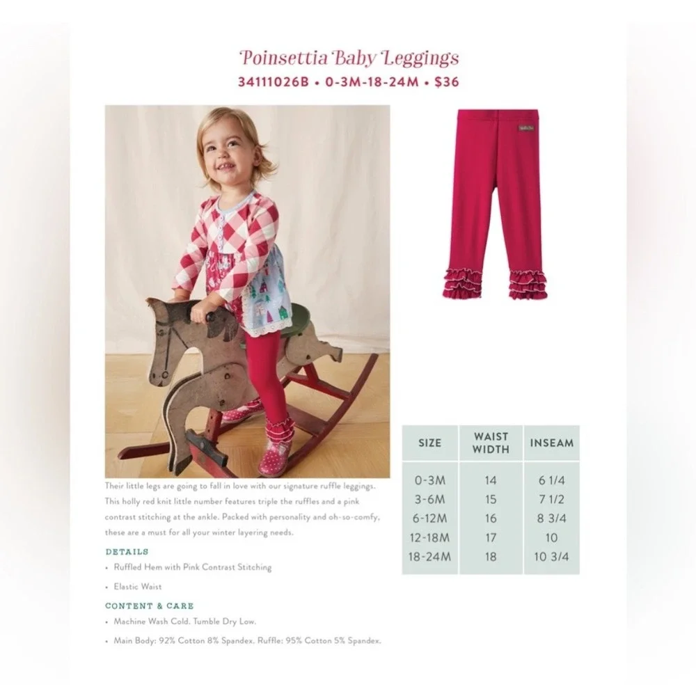 Matilda Jane Baby Christmas Tunic Legging Set Size 6-12M Red Holiday Santa Photo
